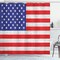 Ambesonne USA Shower Curtain, Fourth of July Independence Day Burlap Looking Retro Vintage Country Pastel Color, Cloth Fabric Bathroom Decor Set with Hooks, 69" W x 70" L, Blue Red White